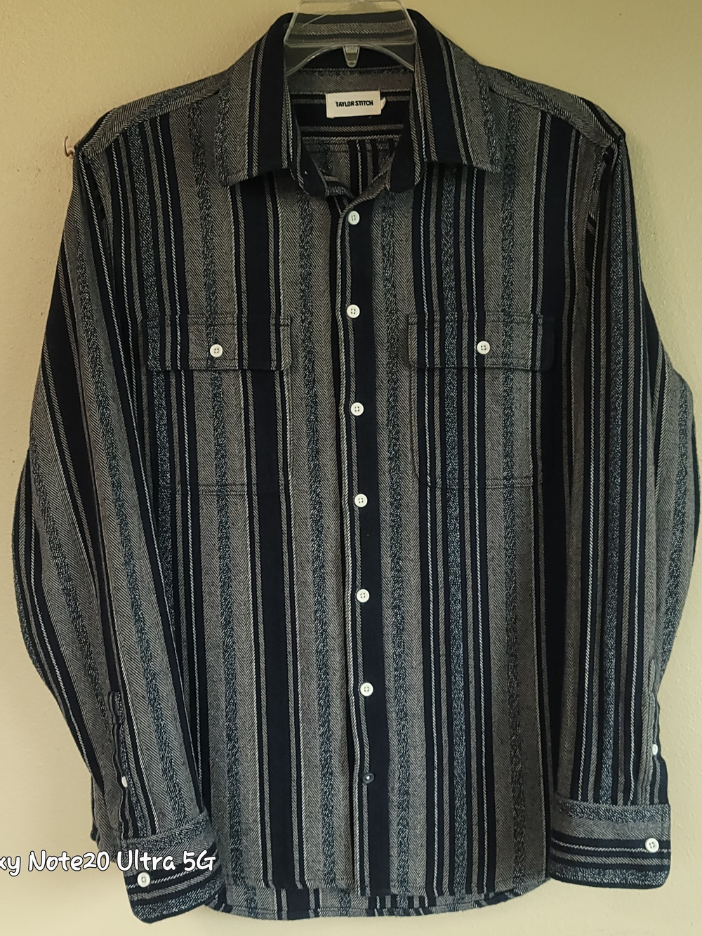 Taylor Stitch The Ledge Shirt Ocean Stripe Cotton Twill Men M Size 40 Blue